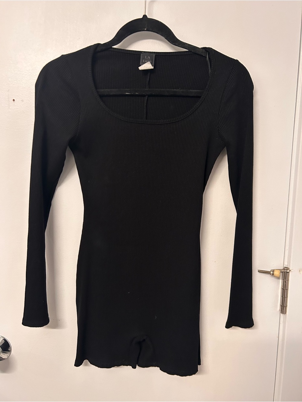 Black Ribbed Long Sleeve Bodycon Romper